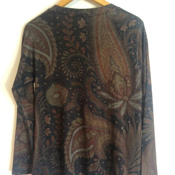 Soft Surroundings blue brown paisley pullover sweater loose lightweight Size PS. - Picture 5 of 5